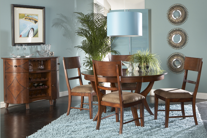 Bright, staged dining room